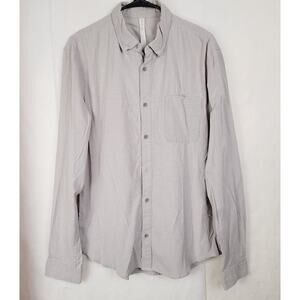Lululemon long sleeved button up men's shirt grey size large classic cotton